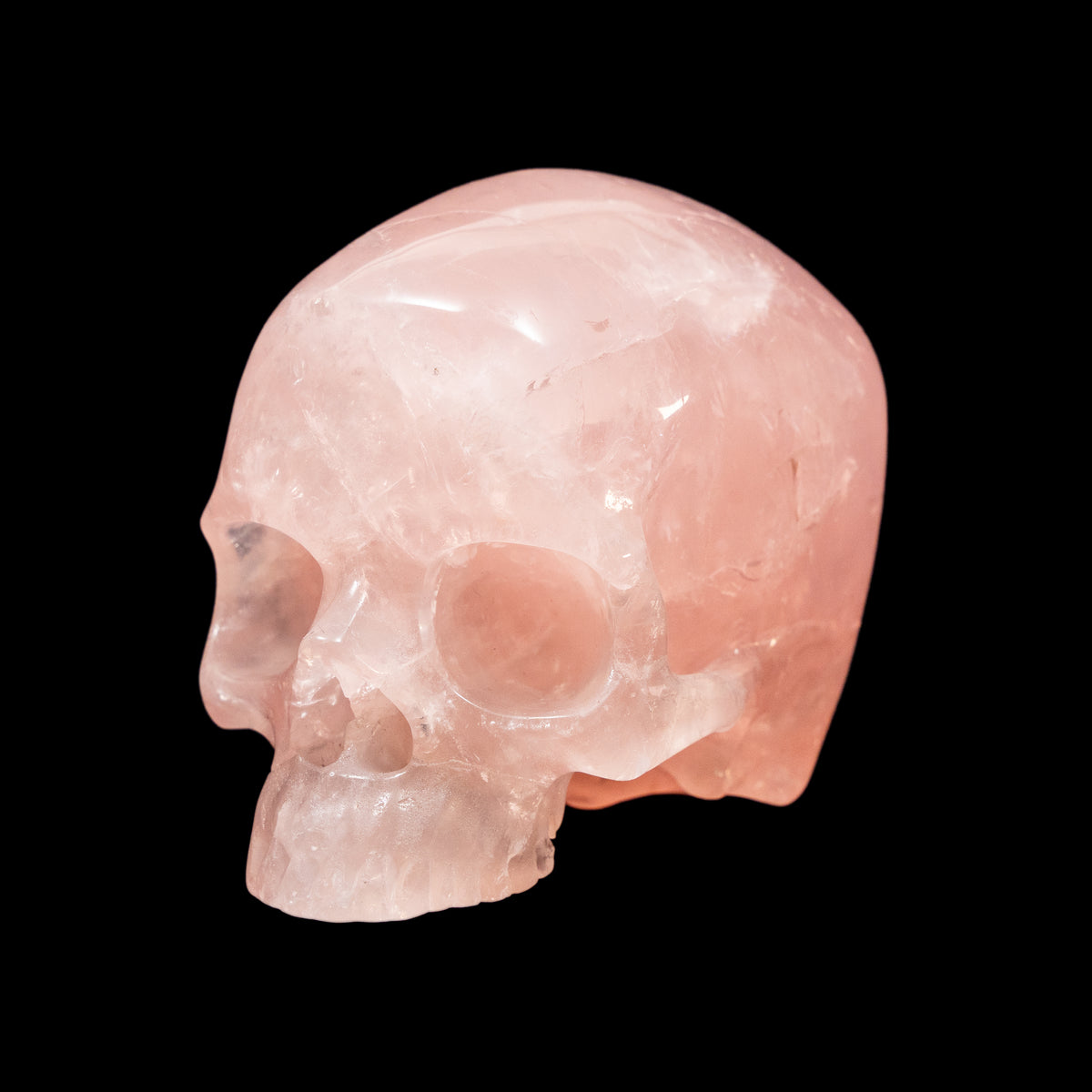 Rose Quartz Jawless Crystal Skull w/ Minor Imperfection - Large Hand Carved 4.5" Reiki, Chakra Healing Gemstone