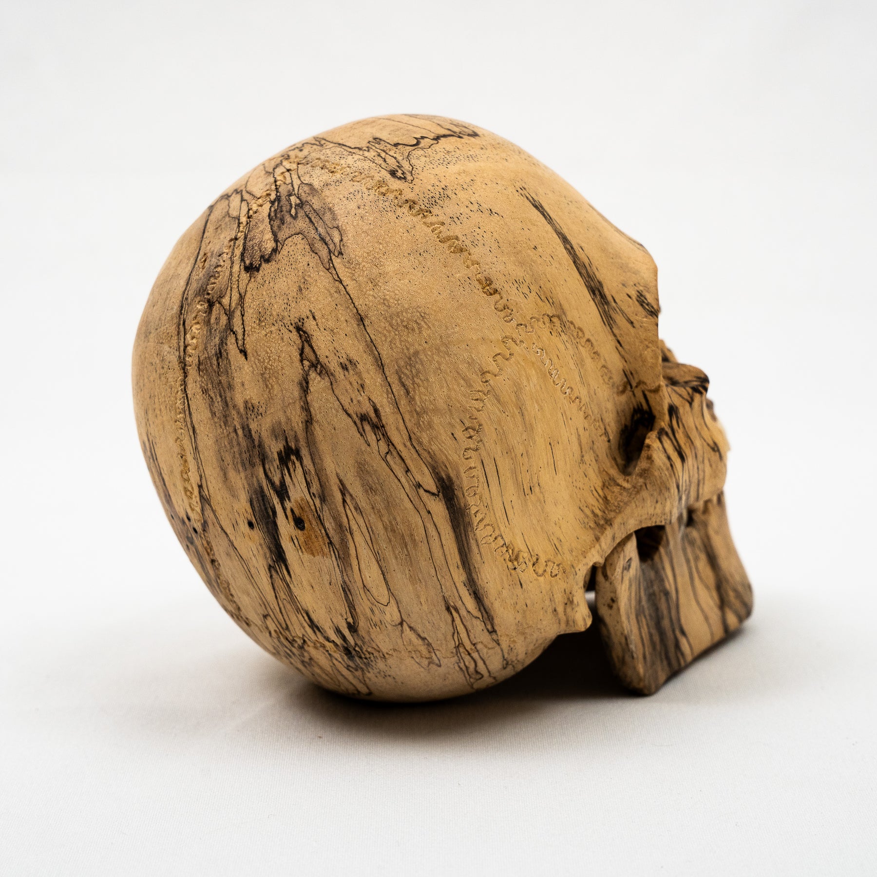 Wood Skull - 4.75" Hand Carved Human Skull Replica Skeleton Head Cranium