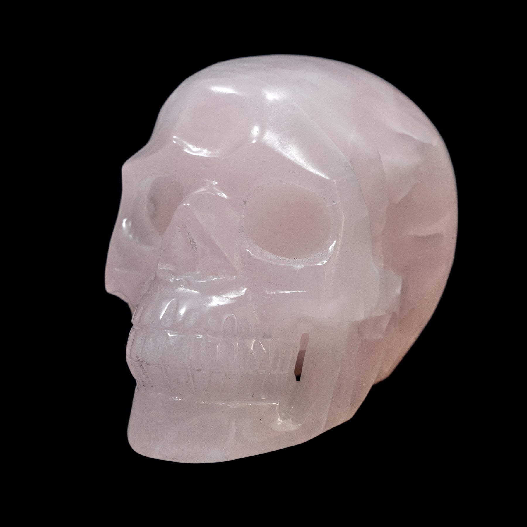 Pink Mangano Calcite Crystal Skull - Large Hand Carved 4.5" Reiki, Chakra Healing Crystal Skull Stones