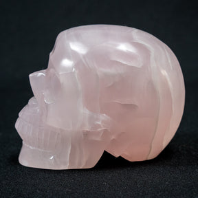 Pink Mangano Calcite Crystal Skull - Large Hand Carved 4.5" Reiki, Chakra Healing Crystal Skull Stones