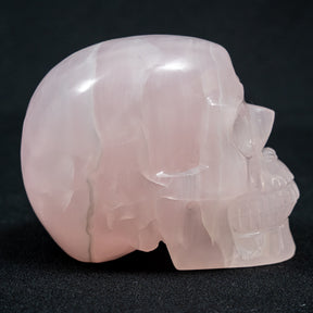 Pink Mangano Calcite Crystal Skull - Large Hand Carved 4.5" Reiki, Chakra Healing Crystal Skull Stones