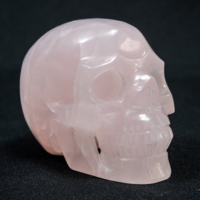 Pink Mangano Calcite Crystal Skull - Large Hand Carved 4.5" Reiki, Chakra Healing Crystal Skull Stones