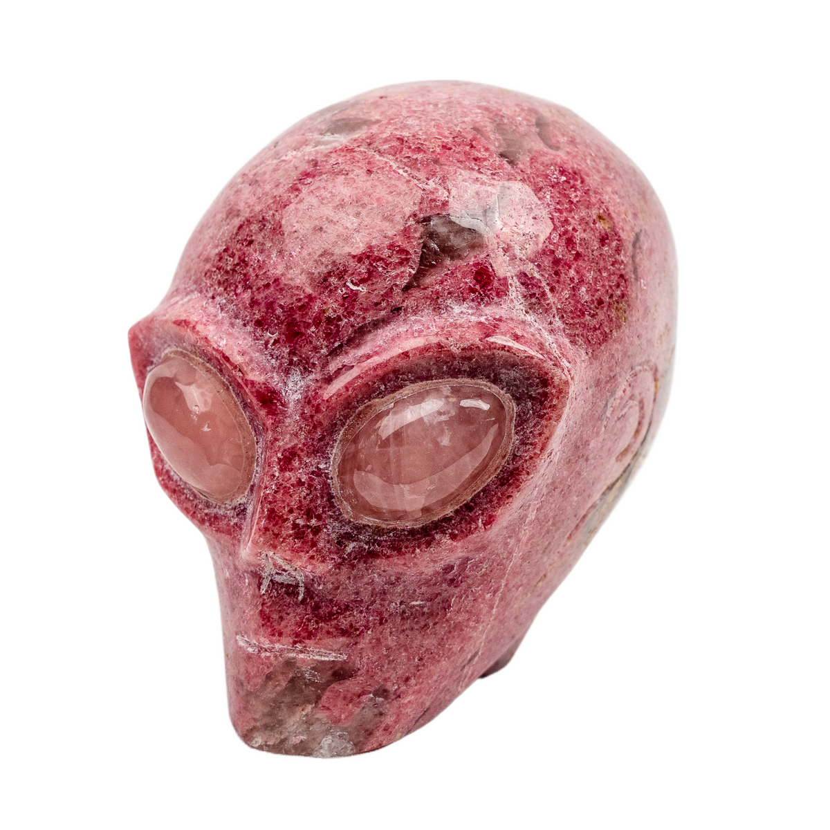 Rhodonite 3.75" Crystal Alien with Rose Quartz Eyes