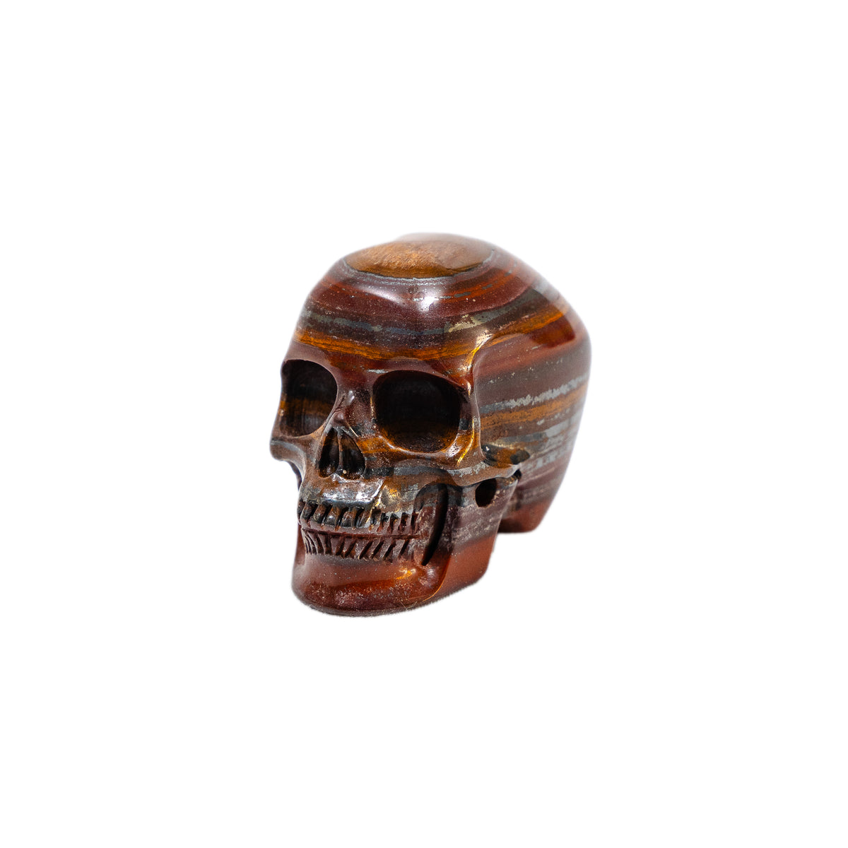 Red Tigers Eye Quartz Crystal Skull - Hand Carved 2" Crystal Skull