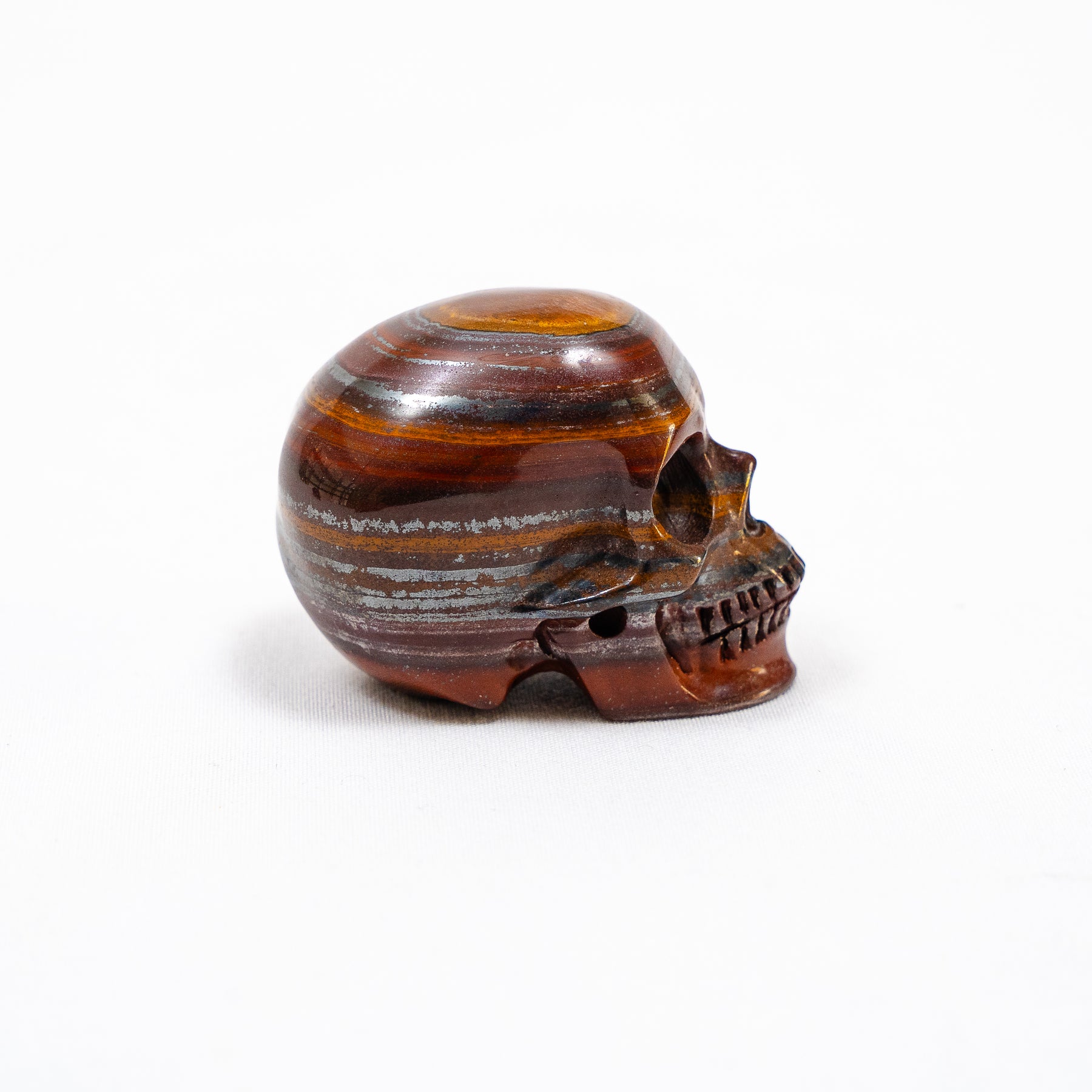 Red Tigers Eye Quartz Crystal Skull - Hand Carved 2" Crystal Skull