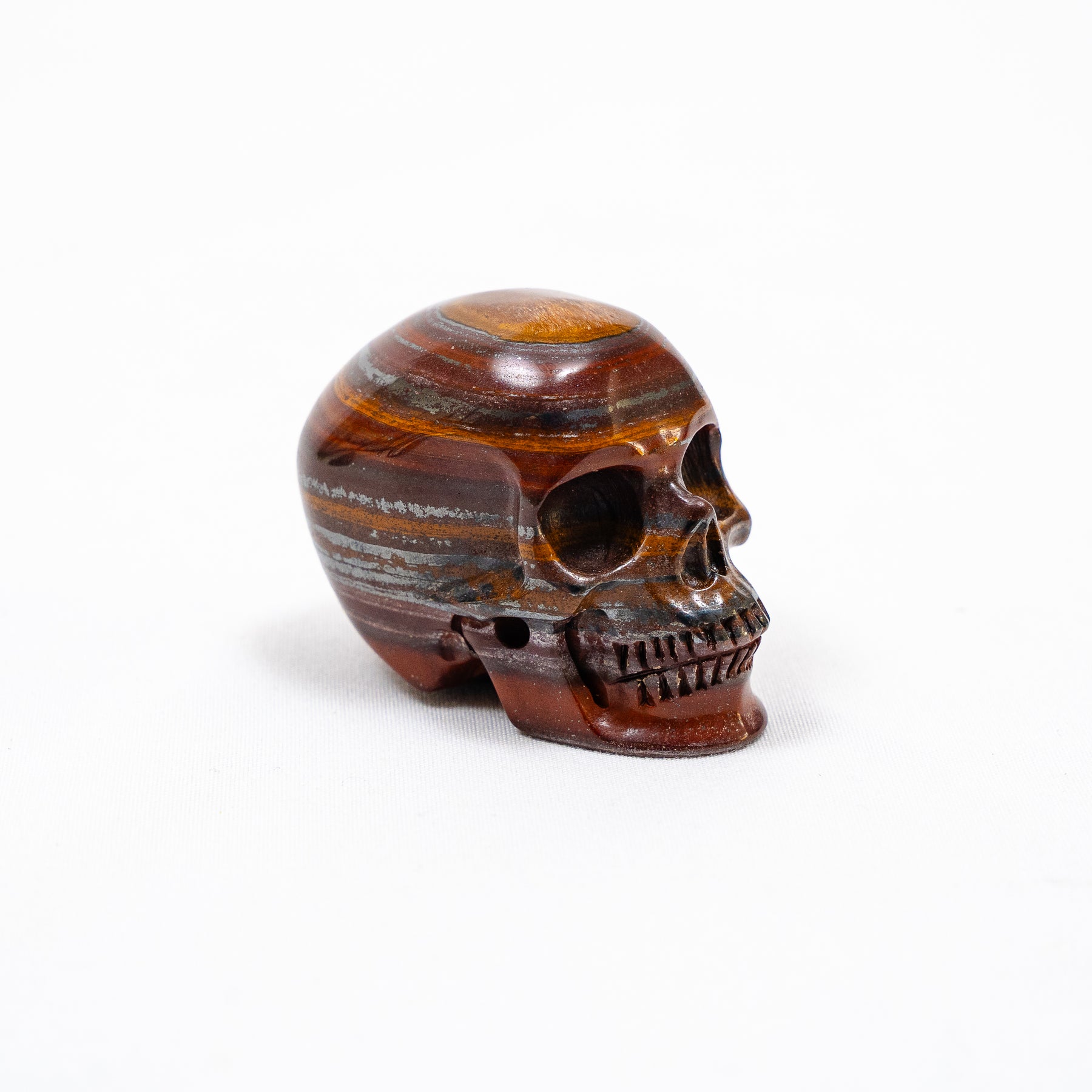 Red Tigers Eye Quartz Crystal Skull - Hand Carved 2" Crystal Skull