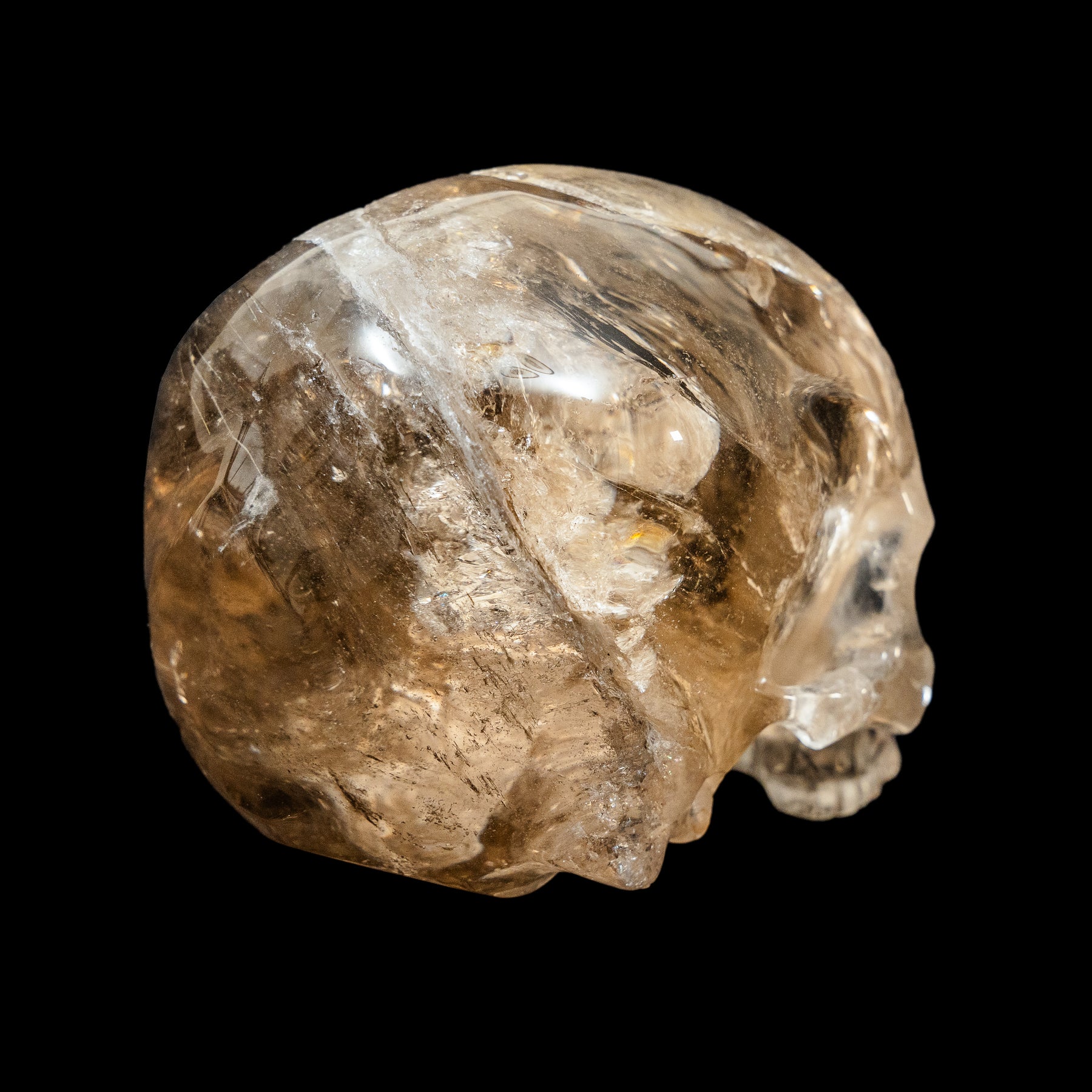 Smoky Quartz Jawless Crystal Skull - Large Hand Carved 4.75" Reiki Chakra Healing Crystal Skull Stones