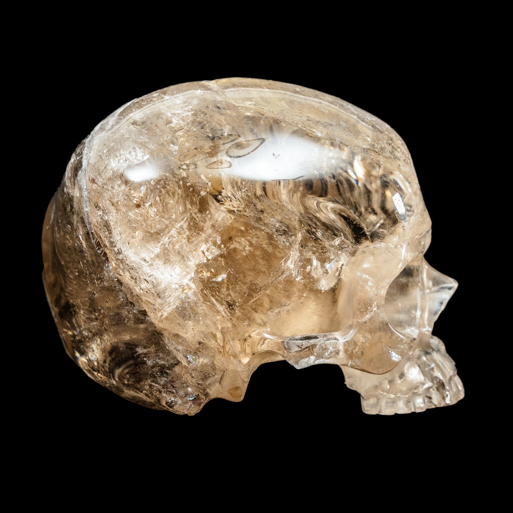 Smoky Quartz Jawless Crystal Skull - Large Hand Carved 4.75" Reiki Chakra Healing Crystal Skull Stones