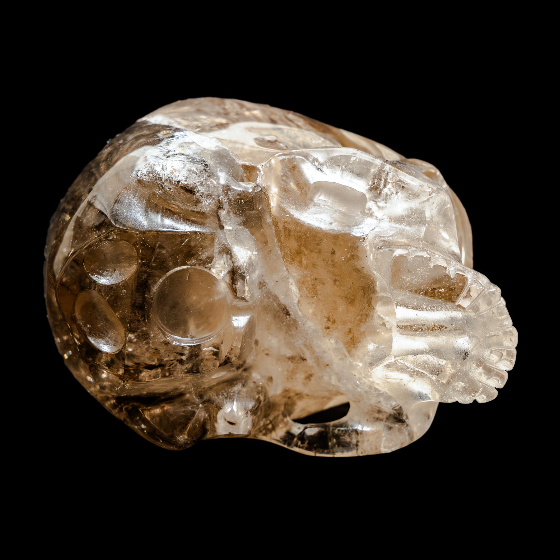 Smoky Quartz Jawless Crystal Skull - Large Hand Carved 4.75" Reiki Chakra Healing Crystal Skull Stones