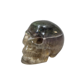 Rainbow Fluorite Crystal Skull - Small Hand Carved 2" Reiki Chakra Healing Crystal Skull Stone