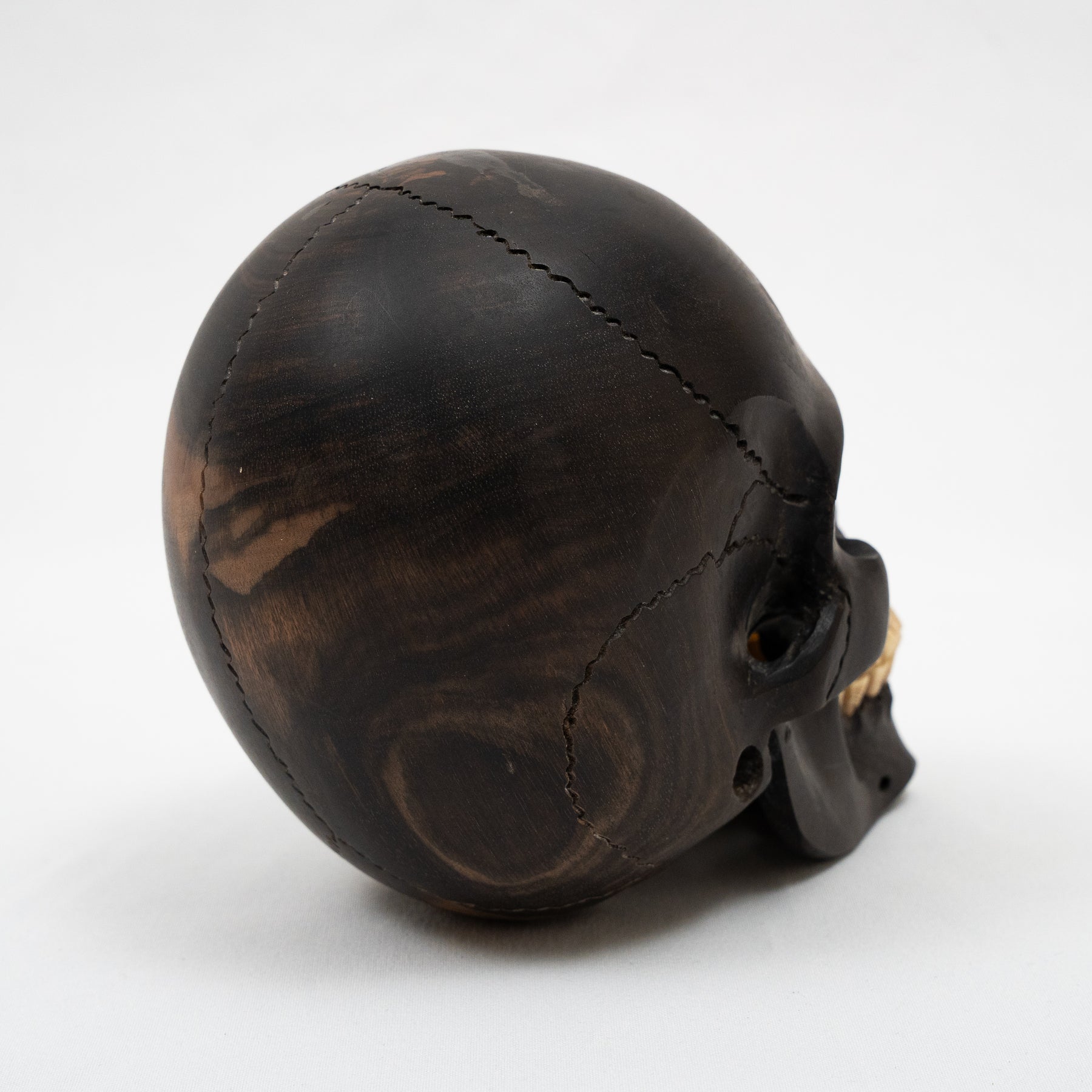 Black Ebony Wood Skull - Large 5.5" Hand Carved Human Skull Replica Skeleton Head