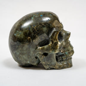 Labradorite Stone Skull - Large Hand Carved 4.5" Reiki, Chakra Healing Crystal Skull Carving