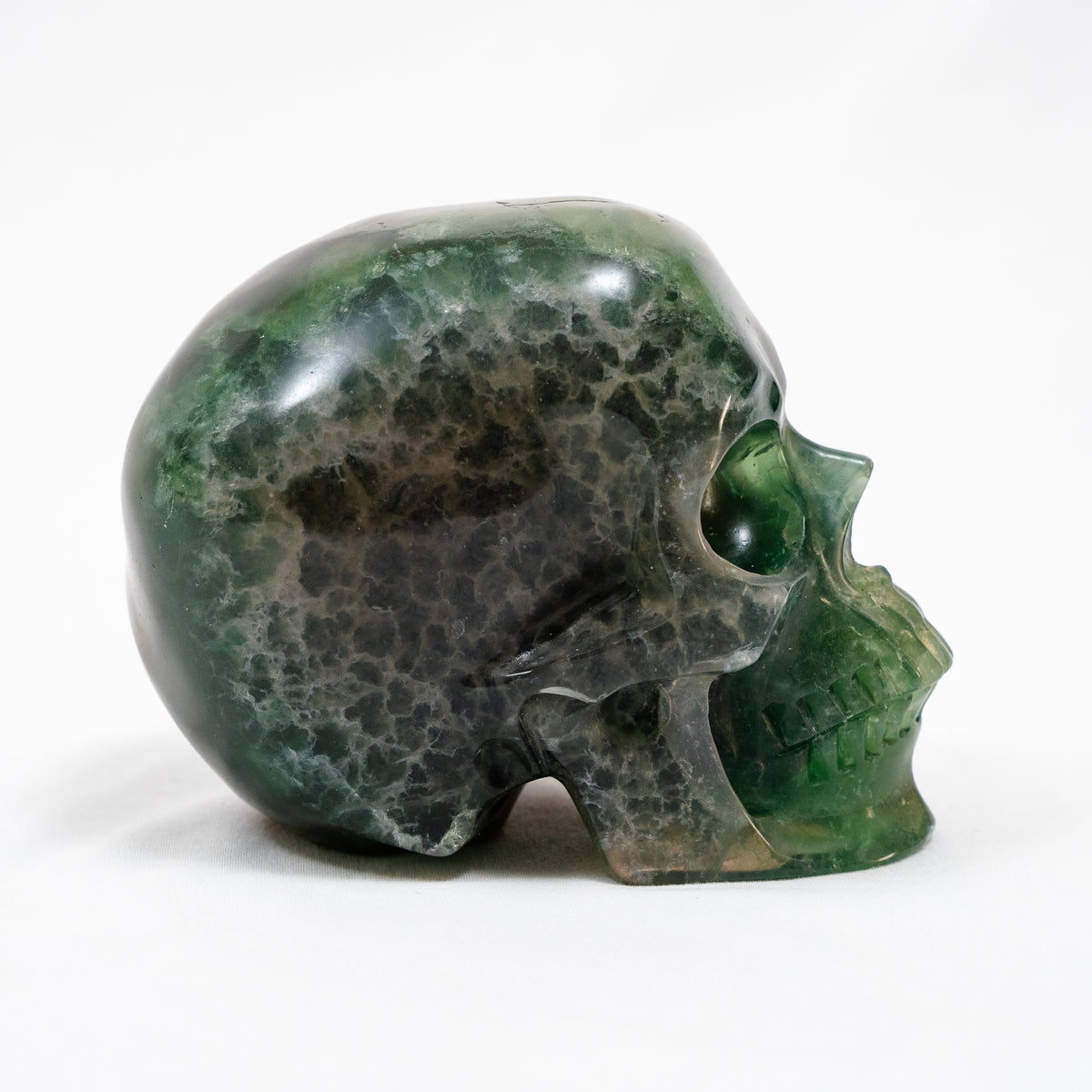 Rainbow Fluorite Crystal Skull - Large Hand Carved 5" Reiki Chakra Healing Crystal Skull Stone