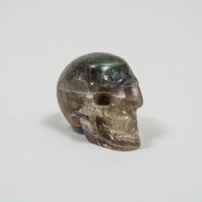 Rainbow Fluorite Crystal Skull - Small Hand Carved 2" Reiki Chakra Healing Crystal Skull Stone