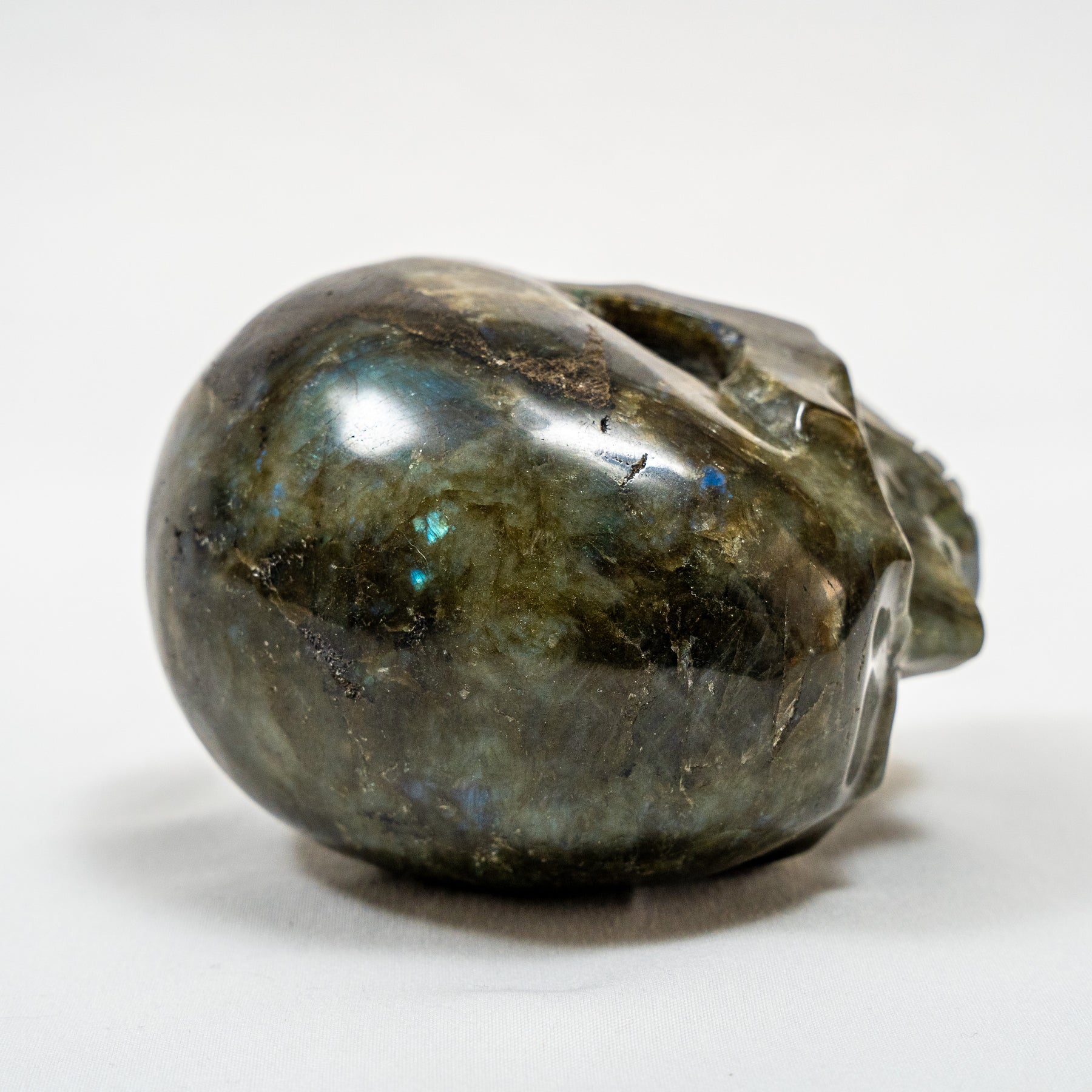 Labradorite Stone Skull - Large Hand Carved 4.5" Reiki, Chakra Healing Crystal Skull Carving