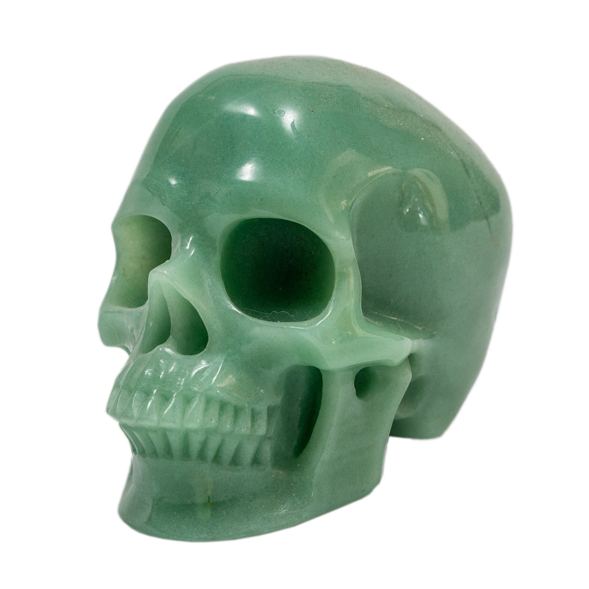 Green Aventurine Quartz Crystal Skull - Large Hand Carved 4" Reiki, Chakra Healing Crystal Skull Stones