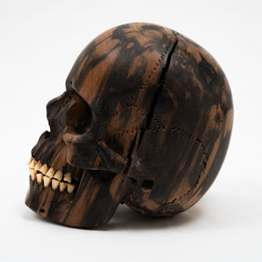 Black Ebony Wood Skull - Large 6" Hand Carved Human Skull Replica Skeleton Head