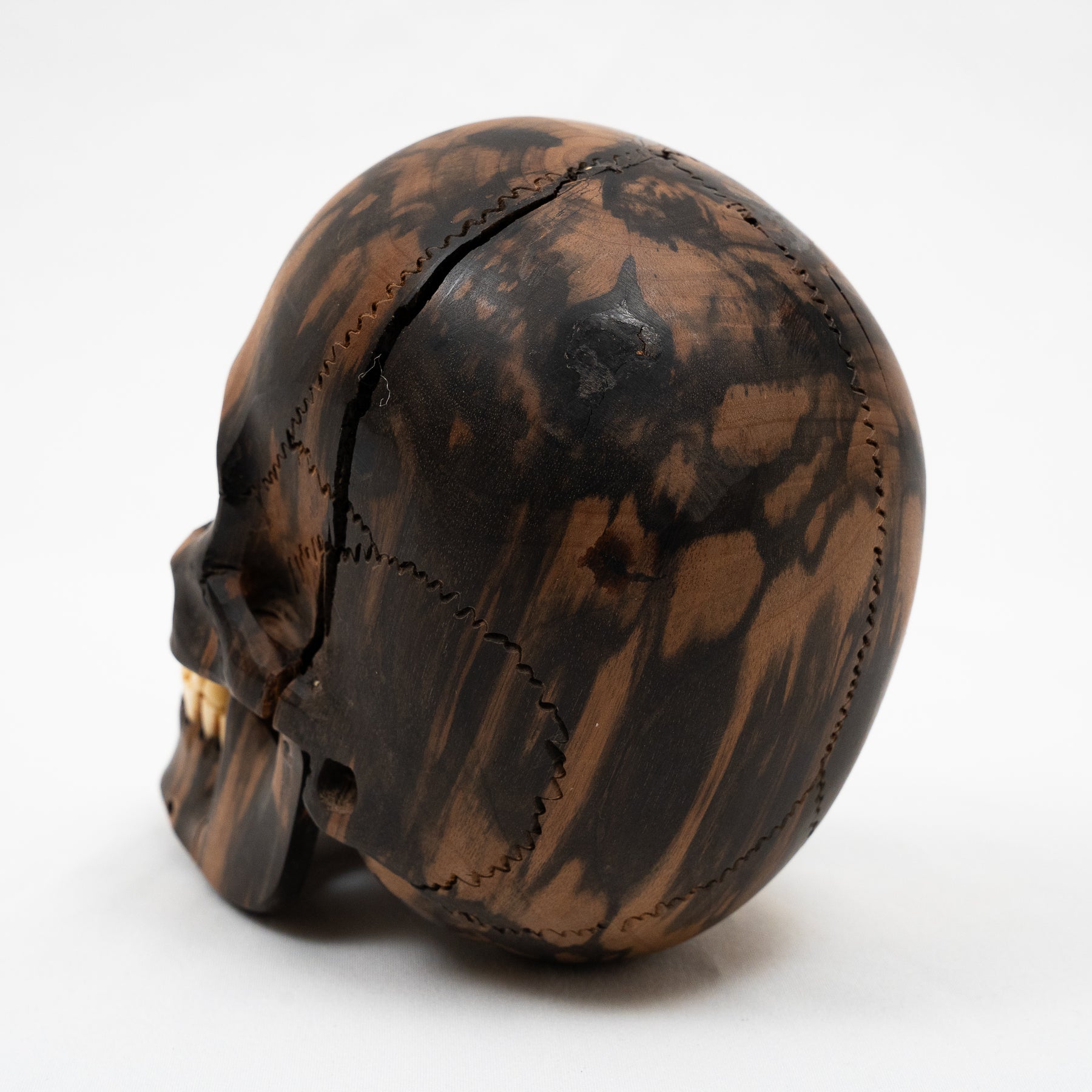 Black Ebony Wood Skull - Large 6" Hand Carved Human Skull Replica Skeleton Head