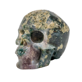 Moss Agate Crystal Skull 3.5" Hand Carved