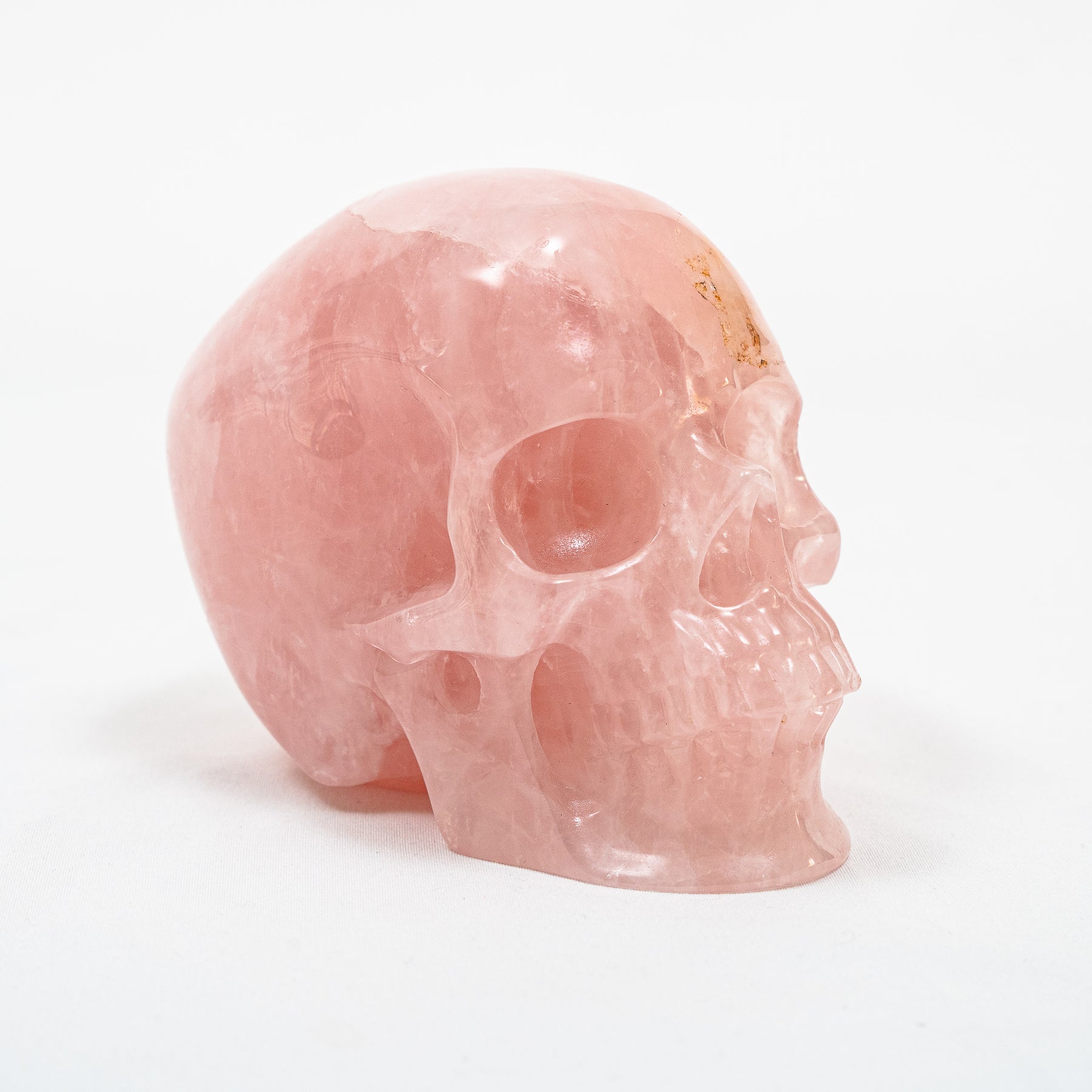 Rose Quartz Crystal Skull - Large Hand Carved 5" Reiki, Chakra Healing Gemstone