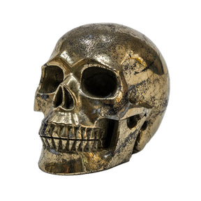 Gold Iron Pyrite Crystal Skull - Large Hand Carved 5" Reiki, Chakra Healing Crystal Skull Stone