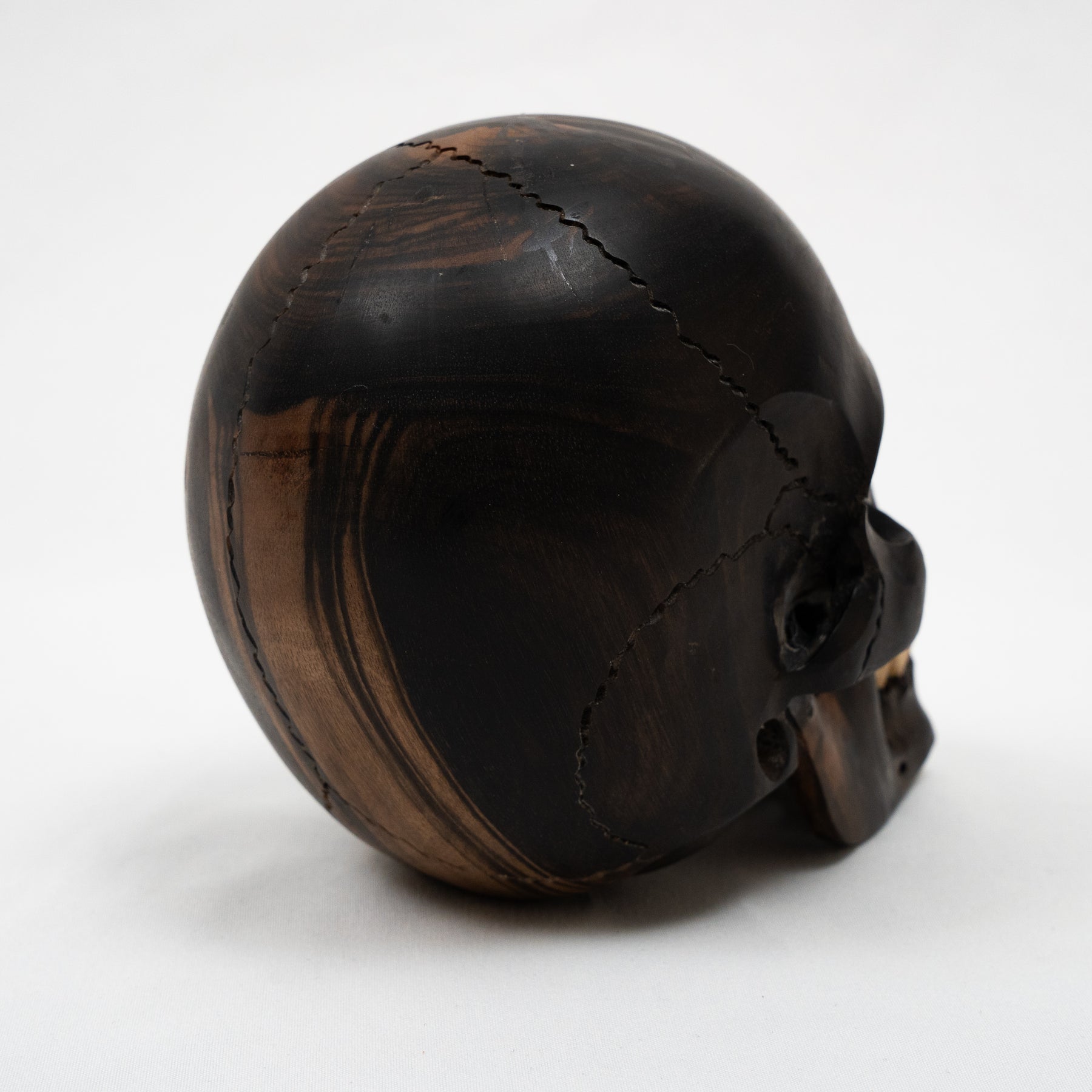 Black Ebony Wood Skull - Large 5.5" Hand Carved Human Skull Replica Skeleton Head