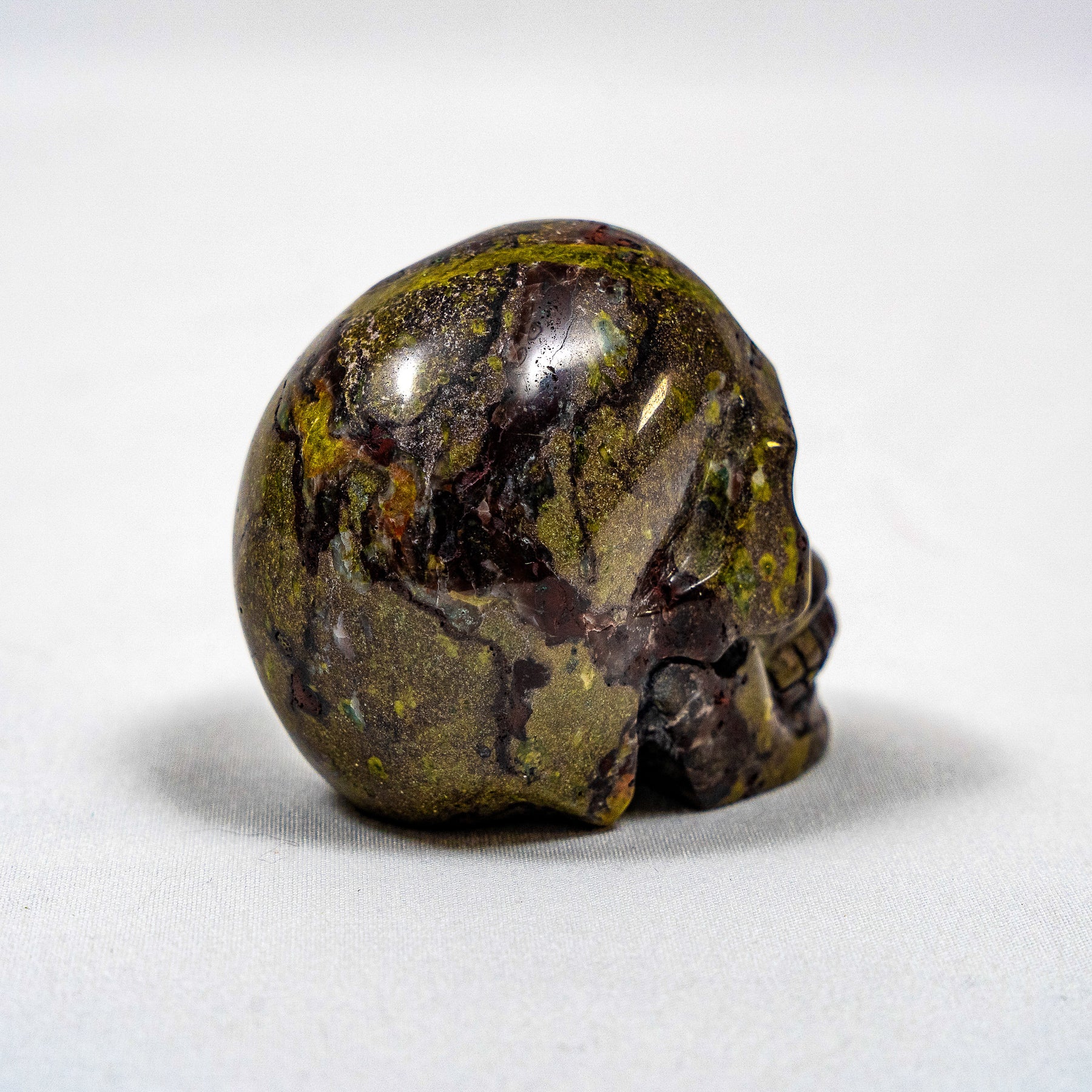 Dragons Bloodstone Crystal Skull - Small Hand Carved 2.5" Reiki, Chakra Healing Crystal Skull Stones