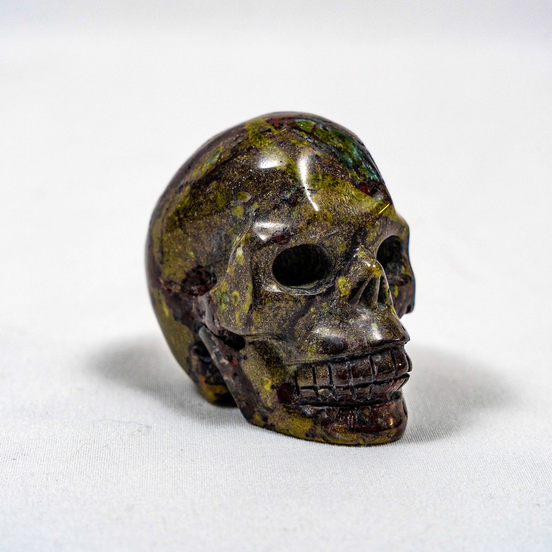 Dragons Bloodstone Crystal Skull - Small Hand Carved 2.5" Reiki, Chakra Healing Crystal Skull Stones