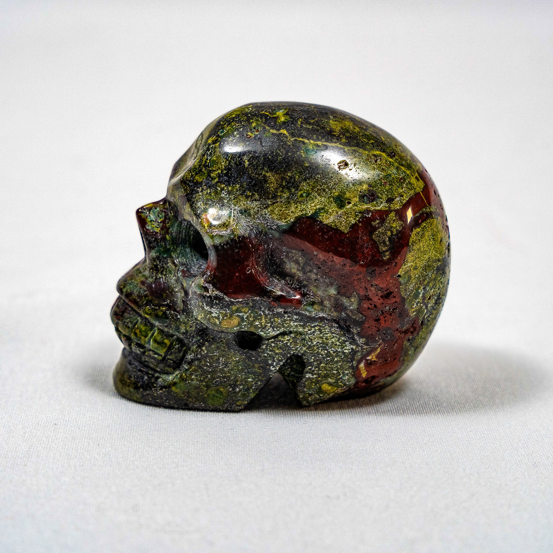 Dragons Bloodstone Crystal Skull - Small Hand Carved 2.5" Reiki, Chakra Healing Crystal Skull Stones