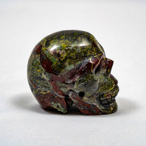 Dragons Bloodstone Crystal Skull - Small Hand Carved 2.5" Reiki, Chakra Healing Crystal Skull Stones