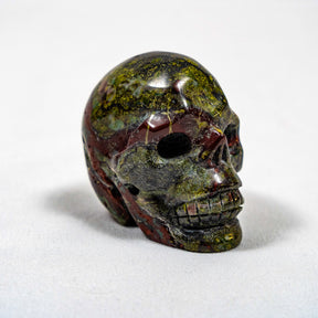 Dragons Bloodstone Crystal Skull - Small Hand Carved 2.5" Reiki, Chakra Healing Crystal Skull Stones