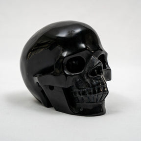 Black Obsidian Crystal Skull - Large Hand Carved 4.75" Volcanic Glass Skull