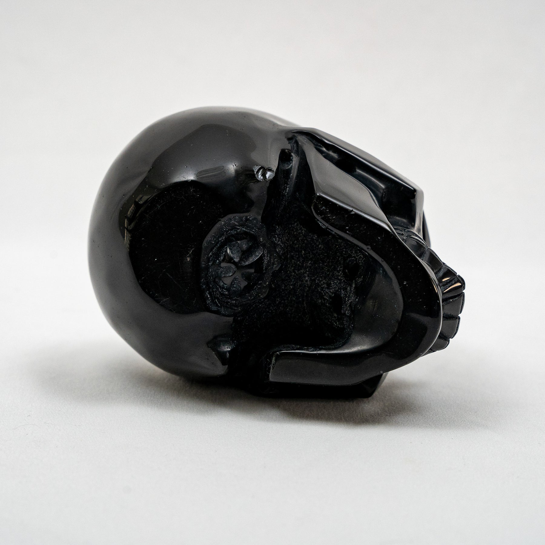 Black Obsidian Crystal Skull - Large Hand Carved 4.75" Volcanic Glass Skull