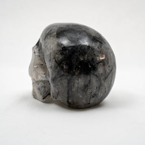 Black Tourmaline in Quartz 4.5" Large Crystal Skull