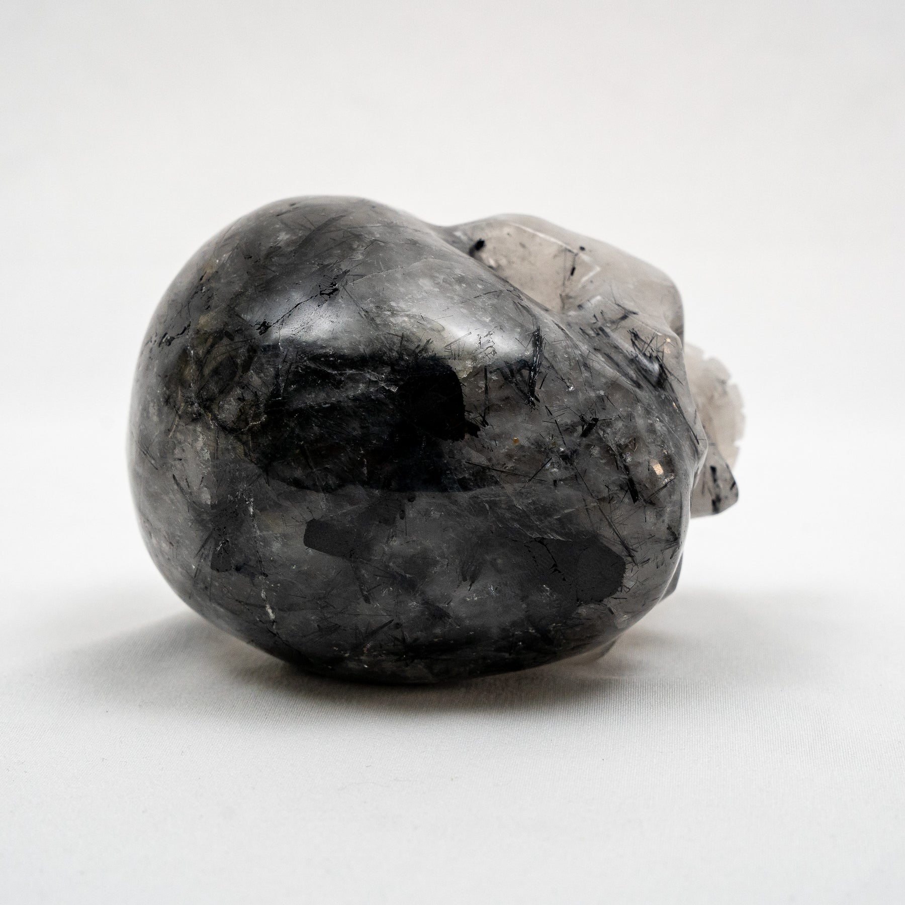 Black Tourmaline in Quartz 4.5" Large Crystal Skull