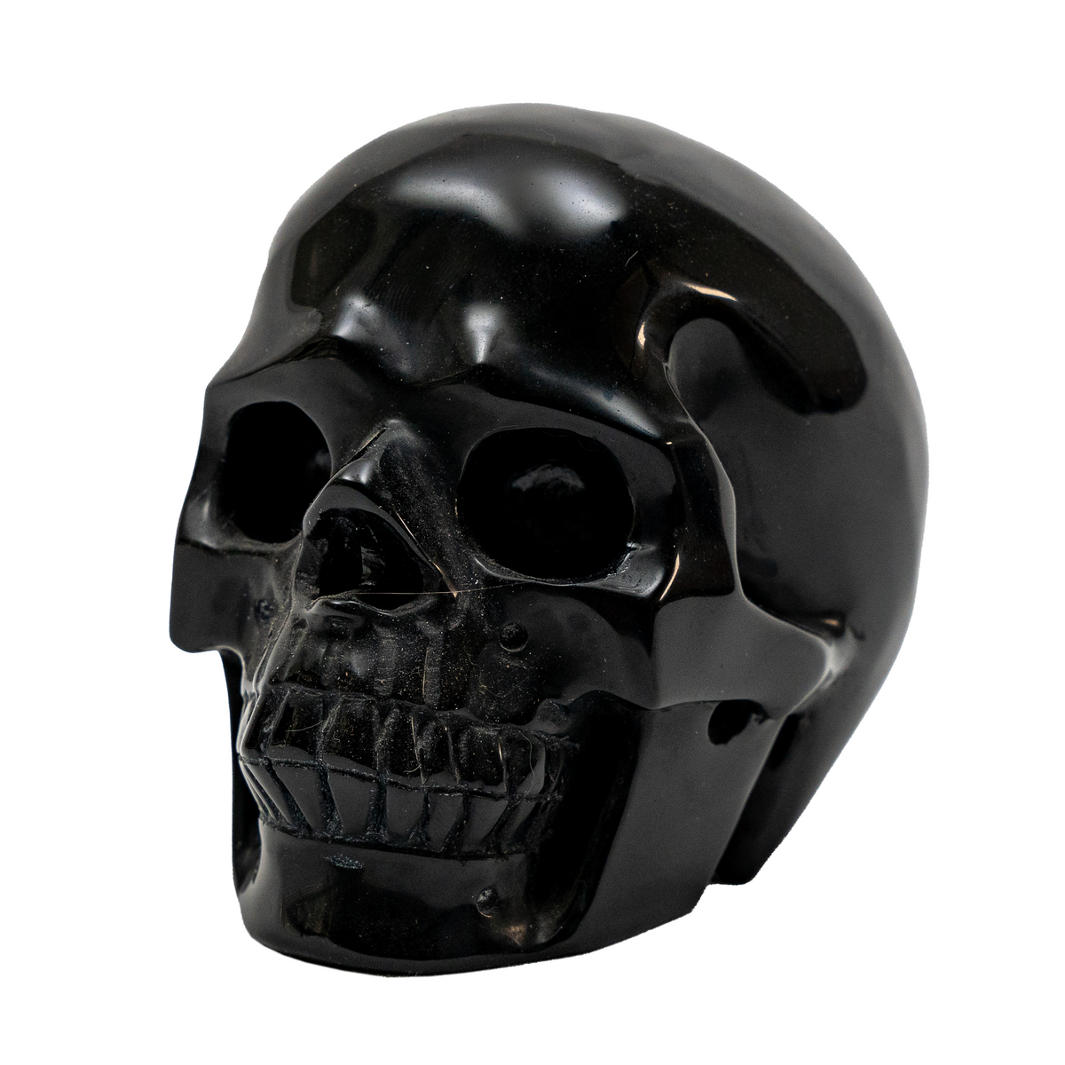 Black Obsidian Crystal Skull - Large Hand Carved 4.75" Volcanic Glass Skull