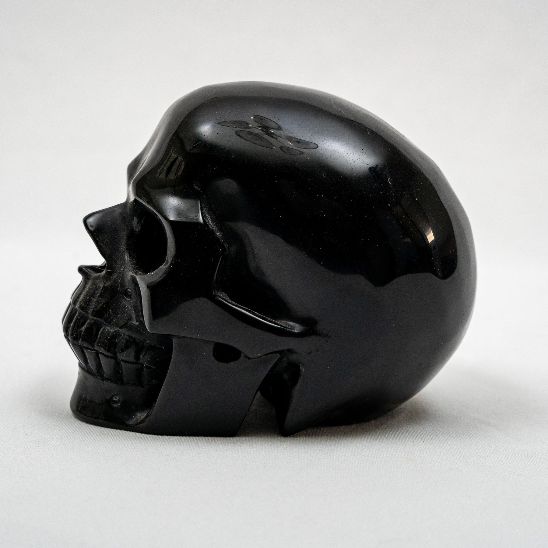 Black Obsidian Crystal Skull - Large Hand Carved 4.75" Volcanic Glass Skull