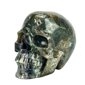 Moss Agate 4.75" Large Crystal Skull