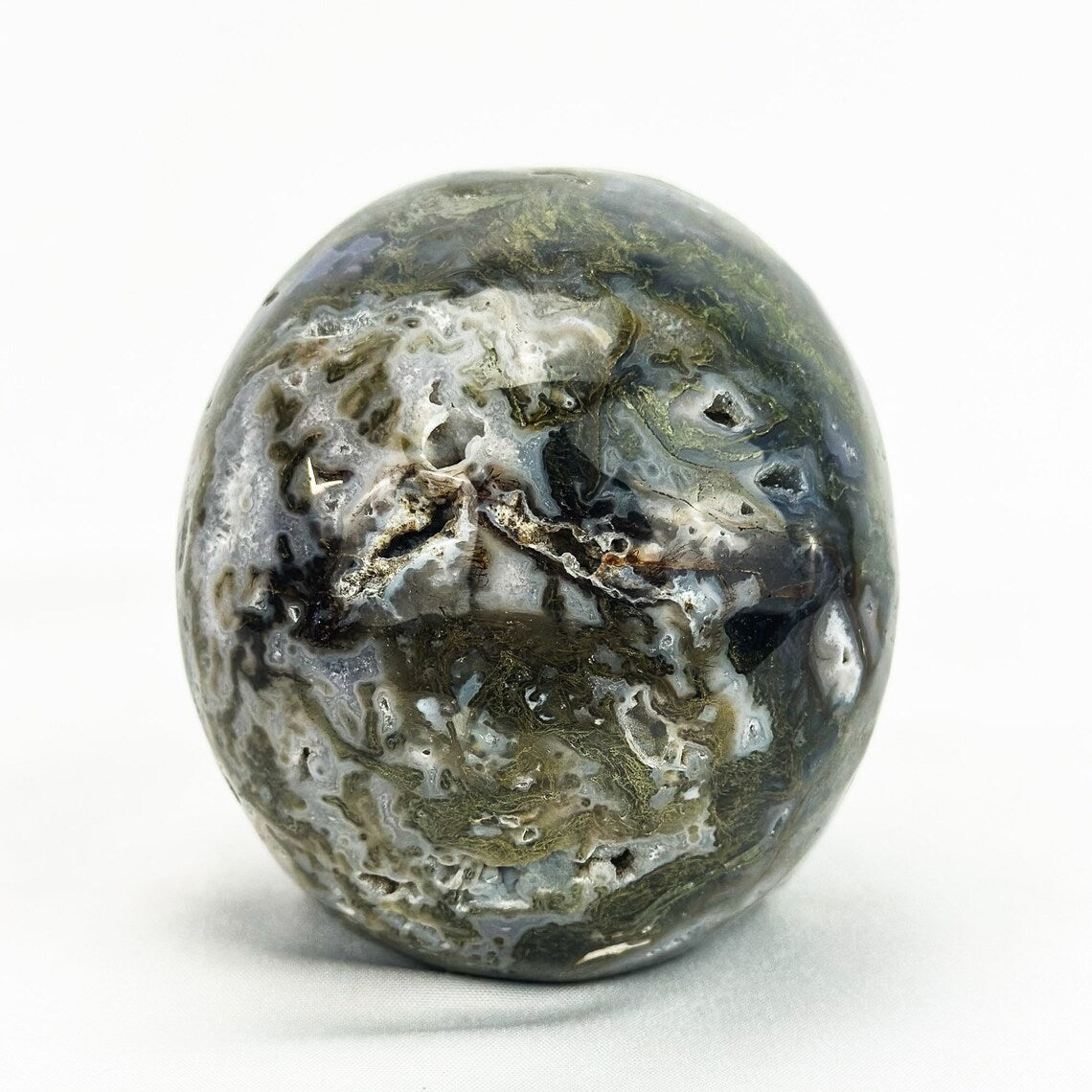 Moss Agate 4.75" Large Crystal Skull