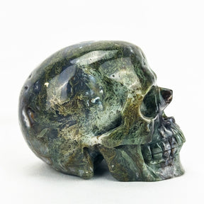 Moss Agate 4.75" Large Crystal Skull