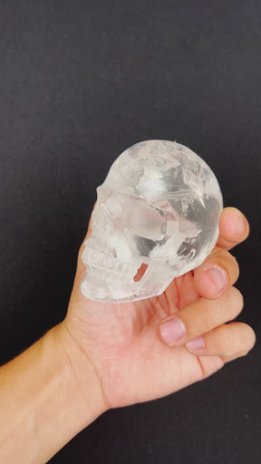 High Quality Clear Quartz Crystal Skull - Large Hand Carved 4.25" Reiki Chakra Healing Crystal Skull Stones