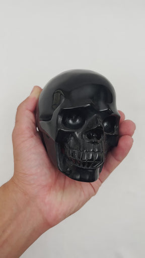 Black Obsidian Crystal Skull - Large Hand Carved 4.75" Volcanic Glass Skull