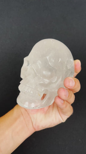 Clear Quartz Crystal Skull - Large Hand Carved 5" Reiki Chakra Healing Crystal Skull Stones