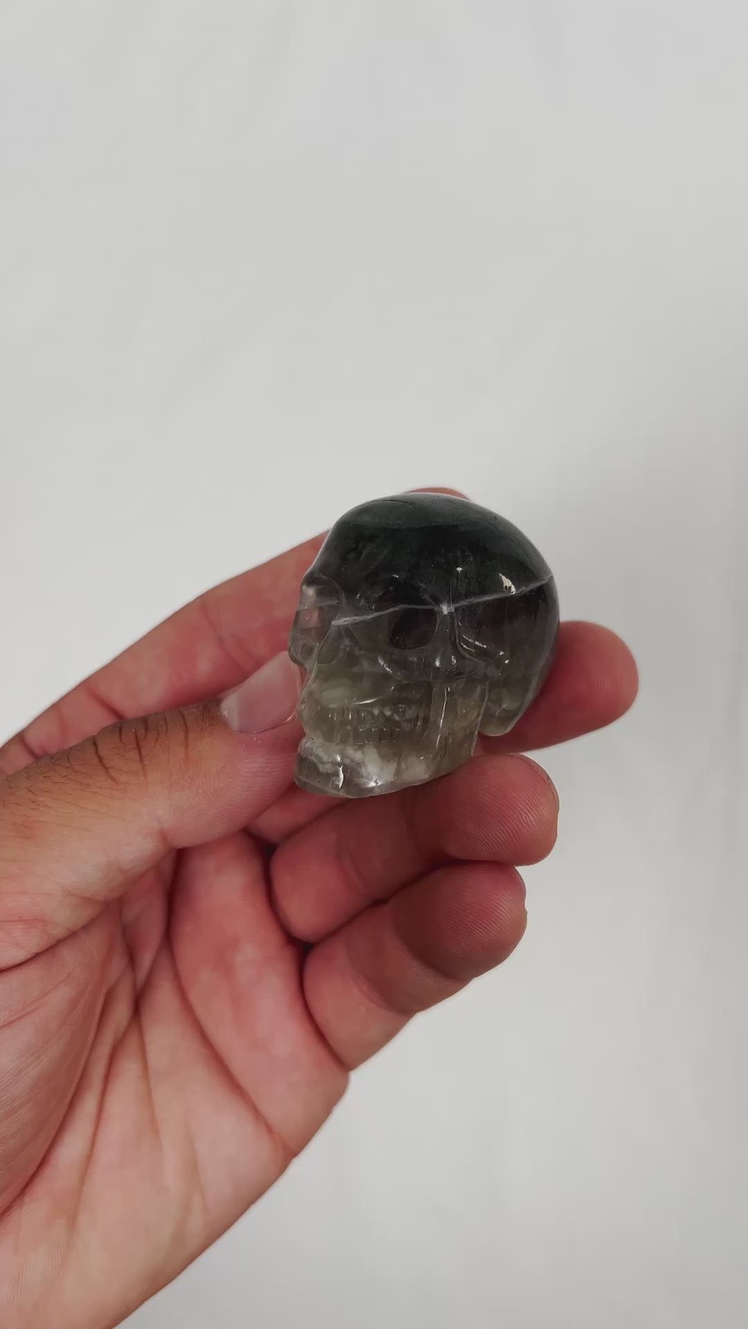 Rainbow Fluorite Crystal Skull - Small Hand Carved 2" Reiki Chakra Healing Crystal Skull Stone