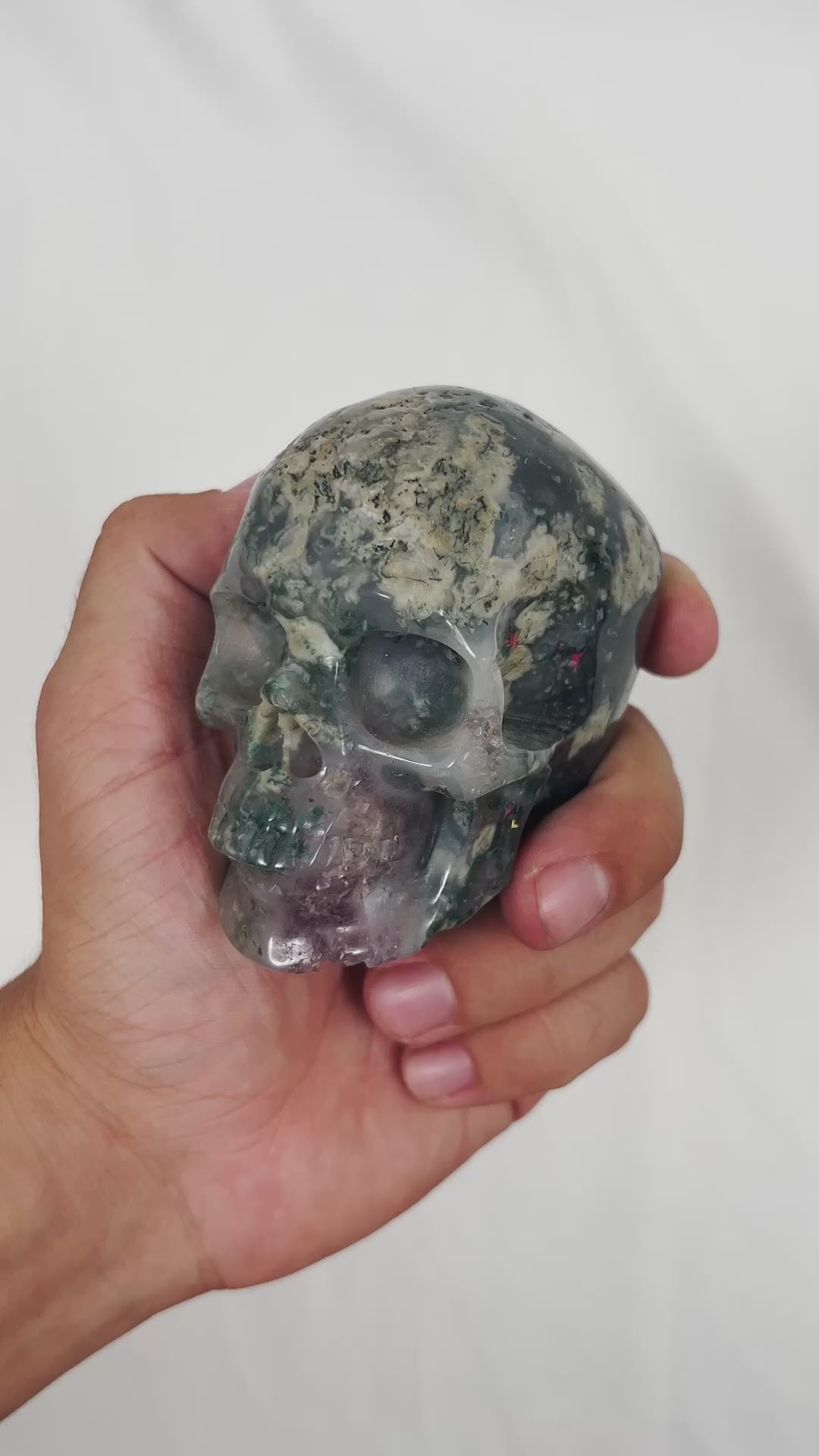 Moss Agate Crystal Skull 3.5" Hand Carved