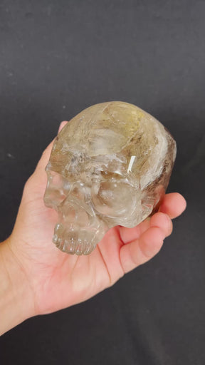 Smoky Quartz Jawless Crystal Skull - Large Hand Carved 4.75" Reiki Chakra Healing Crystal Skull Stones