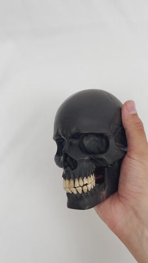 Black Ebony Wood Skull - Large 5.5" Hand Carved Human Skull Replica Skeleton Head