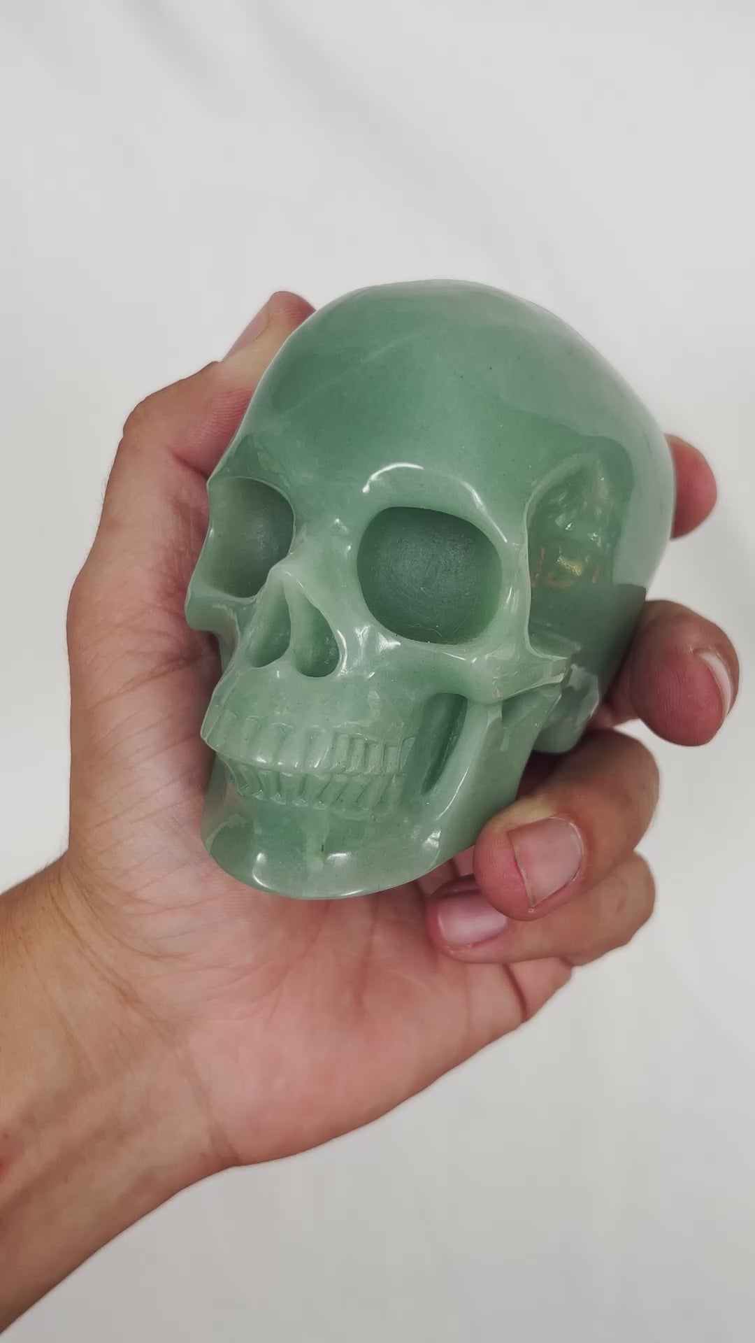 Green Aventurine Quartz Crystal Skull - Large Hand Carved 4" Reiki, Chakra Healing Crystal Skull Stones