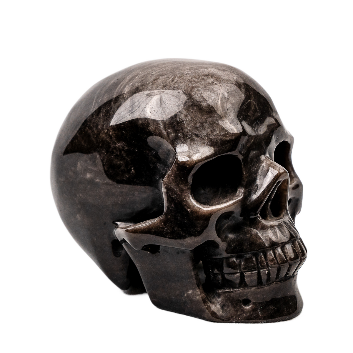 High Quality Silver Obsidian 4.5" Large Crystal Skull