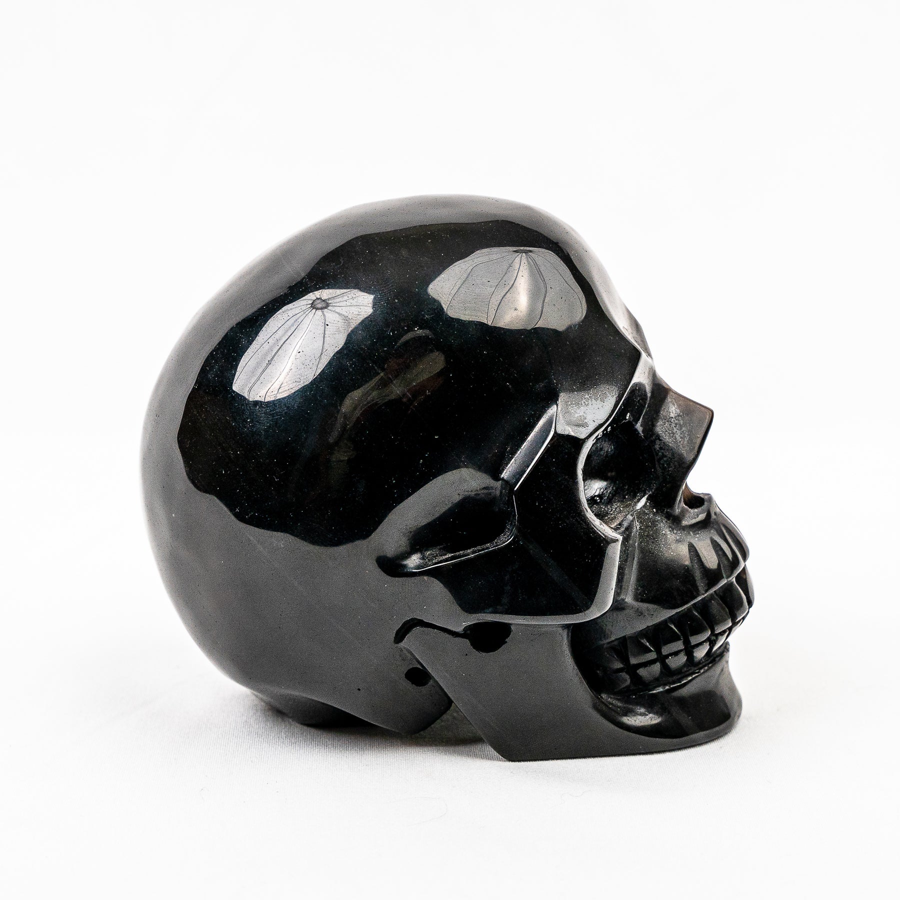 High Quality Silver Obsidian 4.5" Large Crystal Skull